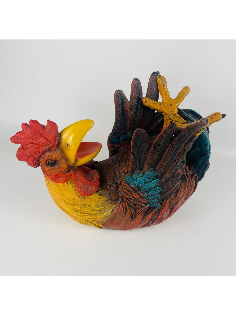 Happy Feet Rooster Wine Bottle Holder Resin